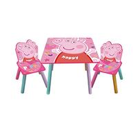 ARDITEX - Ensemble Table et 2 Chaises en Bois pour Enfants Licence Officielle Peppa Pig - Table 50x50x44 cm/Chaise 26,5x26,5x50 cm - Rose Arc-en-Ciel - Idéal pour Jouer et Dessiner