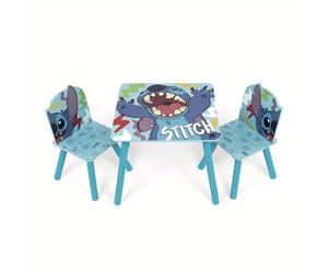 ARDITEX - Ensemble Table et 2 Chaises en Bois pour Enfants Licence Officielle Stitch - Table 50x50x44 cm/Chaise 26,5x26,5x50 cm - Bleu Tropical - Idéal pour Jouer et Dessiner