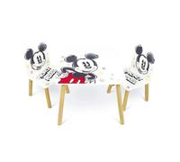 Arditex – Ensemble table et 2 chaises en bois pour enfants Mickey Mouse Bleu clair 50×50×44 cm