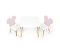Arditex - Ensemble table et 2 chaises pour enfants Minnie Mouse (Licence officielle) Bois Rose/Blanc