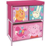 ARDITEX Étagère pour enfants Peppa Pig avec 3 boîtes en tissu pour livres, jouets, balles, vêtements, chaussures, 53 x 30 x 60 cm