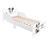 ARDITEX - Lit Enfant en Bois Disney Mickey Mouse - 77x143x60cm - Couleur Blanc et Noir - Convient aux Matelas Standards 70x140cm - Montage Facile