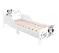 Arditex Lit enfant Disney Minnie Mouse en bois 77x143x60 cm Blanc 70x140 cm Montage facile