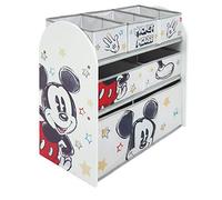 ARDITEX - Organisateur en Bois avec 6 bacs en Tissu à l’effigie de Mickey Mouse de Disney - 62x30x60 cm - Couleur Blanc Multicolore - Parfait pour Ranger Les Jouets dans Une Chambre d’Enfant