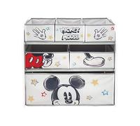 ARDITEX - Organisateur en Bois avec 6 bacs en Tissu à l’effigie de Mickey Mouse de Disney - 62x30x60 cm - Couleur Blanc Multicolore - Parfait pour Ranger Les Jouets dans Une Chambre d’Enfant