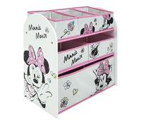 ARDITEX - Organisateur en bois avec 6 bacs en tissu à l’effigie de Minnie Mouse de Disney - 62x30x60 cm - Couleur noir et blanc - Parfait pour ranger les jouets dans une chambre d’enfant