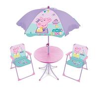 ARDITEX PP13347 EONE Peppa Pig Ensemble de Table (50 x 50 x 48 cm), 2 chaises (38 x 32 x 53 cm) et Parasol (diamètre 110 cm)