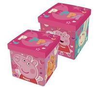 ARDITEX - Cube Pliable pour Enfants Peppa Pig avec Couvercle rembourré et Fonction Assise - Licence Officielle Peppa Pig - 30x30x30 cm - Coffre de Rangement Textile résistant Rose