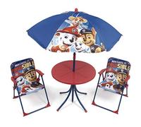 ARDITEX PW13029 Ensemble de Table (50 x 50 x 48 cm) avec 2 chaises (38 x 32 x 53 cm) et Parasol (diamètre 110 cm) - Motif Pat’Patrouille de Nickelodeon