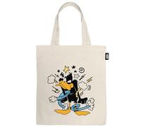 ARDITEX - Sac fourre-tout en coton 37 x 41 cm - Canard Lucas avec phrase « I'm Not Crazy » dans un style vintage - Écologique et réutilisable - Licence officielle Looney Tunes