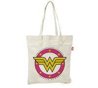 ARDITEX - Sac Tote Bag en Coton 37x41cm - Logo Classique Wonder Woman Rose et Jaune - Écologique et Réutilisable - Licence Officielle DC Comics