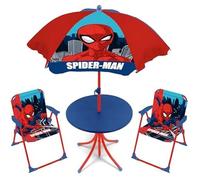 ARDITEX SM15950 Marvel-Spiderman Set de table (50 x 50 x 48 cm), 2 chaises (38 x 32 x 53 cm) et parasol (diamètre 110 cm)