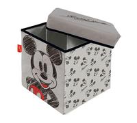 Arditex Siège de rangement pliable Mickey – Couvercle rembourré, 30×30×30 cm, Gris, Licence Disney