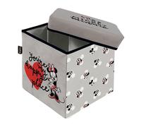 Arditex Cube pliable Mickey et Minnie 30x30x30cm – Couvercle rembourré, assise, gris – Licence Disney