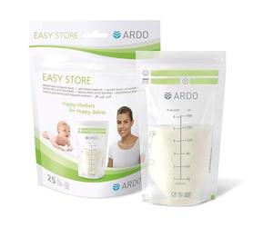 Ardo Easy Store Lot de 25 sacs de conservation pour lait maternel 180 ml 25 sachets jetables pré-stérilisés pour conserver le lait au réfrigérateur et au congélateur. Sacs d'allaitement anti-fuite