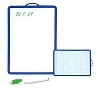 Ardoise Blanche 30 x 21cm Waytex 931259 Double Face Grand format, avec 1 Feutre Effaçable à sec Bouchon Effaceur inclus Bleu G