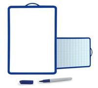 WAYTEX 931260 Ardoise Blanche Double Face, Seyes et Blanc Uni, 26 x 18,5 cm, avec Feutre Bleu Effaçable, Coloris aléatoire