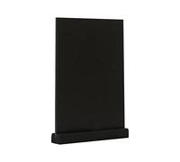 Ardoise de Table A4 Vertical, Pied en Bois de Pin, Recto-Verso, Noir | 21x30,7x2,5cm, 450g, Bois de Pin et Composite, Recto-Verso, Intérieur et Extérieur, Pour Restaurants Hôtels Cafés Marchés