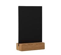 Ardoise de table A6 verticale double face, pied en chêne, 105 x 158 mm | Chevalet de comptoir, tableau noir en polystyrène, 100 g, profondeur 25 mm, intérieur et extérieur, pour craie liquide