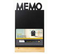 Securit Tableau mémo – Ardoise porte-menu double-face avec marqueur blanc, base bois naturel/noir