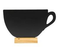 Securit Silhouette Ardoise ''Tasse'' - Base en Bois - Feutre-craie Inclus