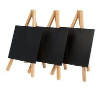 Securit Lot de 3 ardoises porte‑menu avec chevalets et marqueur - Bois laqué Naturel/Noir