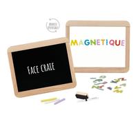 Ardoise d'écolier en bois - JEUJURA - Double face magnétique : craie et feutre effaçable