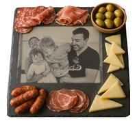 Ardoise Gravée Personnalisée 30x30 cm - Planche à découper personnalisé avec Photo, Dessous de Plat personnalisé, Assiette à Steak ou à Dessert