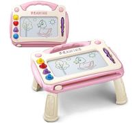 Ardoise Magique, Ardoise Magnétique Magique avec Pieds,Enfant Tableau de Dessin Magnétique Effaçablem-rose-30x24cm