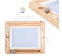 Ardoise Magique Bois Enfant +3 Mamabrum, Poignée, Effaçable, 3 Tampons et Crayon d'écriture adapté, Stimule Créativité & Dextérité