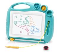 Ardoise Magique, Dessin Magnétique Peinture Écriture Croquis Multicolore Planche Colorée Effaçable pour Enfant avec 3 tampons magnétiques et 1 Stylo-Cadeaux d'anniversaire pour 3 4 5 Âge, Bleu Clair