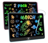 Ardoise Magique LCD 16 Pouces 2 Pièces - Tableau Dessin Enfant Écran Couleur 60% Plus Lumineux - Cadeau Éducatif Anti-Lumière Bleue pour Noël Anniversaire (Garçon Fille)