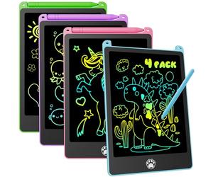 Ardoise Magique LCD Lot de 4-8,5 Pouces Tableau Dessin Enfant sans Lumière Bleue | Écologique et Ultra Léger | Cadeau Parfait pour la Maison, l'École et les Voyages