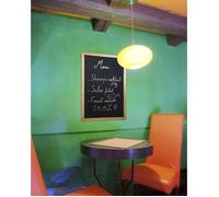 Securit Tableau mural noir Woody – Ardoise double face cadre bois laqué marqueur 40x60 cm Teck
