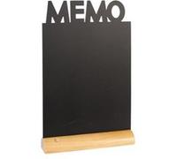 Securit Tableau mémo – Ardoise porte-menu double-face avec marqueur blanc, base bois naturel/noir