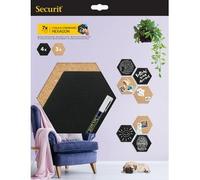 SECURIT - Ensemble 4 Tableaux Noirs + 3 Tableaux en Liège + Marqueur à Craie Liquide + Epingles - Ardoises Double Face - Dimension de Chaque Tableau 15,5 x 18 cm