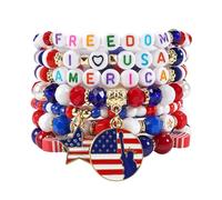 Ardorchid Bracelets Heishi pour la Saint Patrick - Drapeau des États-Unis - Bracelets de perles - Motif Mardi gras - Arc-en-ciel - Pour Pâques - Juin, stretchy, Verre, Pas de gemme