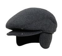Ardorion Bonnet à visière pour homme avec doublure en polaire et protection des oreilles - Casquette plate - Casquette d'hiver, printemps, automne - Bonnet doublé - Flatcap, gris foncé, M