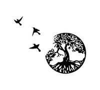 Ardorman Art Mural en Métal Arbre De Vie avec Oiseaux Déco Noir - 28CM/11.02in Décoration Murale Deco Metal Moderne Signe ?Famille D'intérieur multicolore