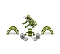 Ardosia Jeu de la Grenouille Premium Acier INOX Kit Complete, 1 Grenouille Moule d’Une Seule Pièce Acier Massif + 2 Ponts + 1 Moulin et Supports + 10 Jetons