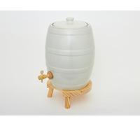 Ardosia Vinaigrier en Grès Modèle de Baril 5L Poterie Artisanale Support en Bois pour la Macération à la Maison
