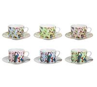 Ard'time - Tasse à thé Ozio 220 ml designs fleurs et oiseaux lot de 6