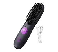 Arduenta Brosse de lissage ionique | Brosse à cheveux Rizker | 3 niveaux sans fil portables lissés de cheveux chauds Brás | Peigne chauffant rechargeable pour les voyages quotidiens de vac