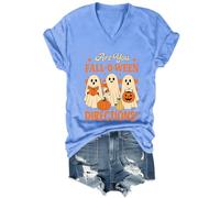 Are You Fall O Ween Directions Chemise Ghost Teacher Col en V Teacher Teacher Halloween T-shirt, Bleu (Carolina blue), S
