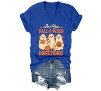 Are You Fall O Ween Directions Chemise Ghost Teacher Col en V Teacher Teacher Halloween T-shirt, bleu saphir, XL