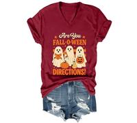 Are You Fall O Ween Directions Chemise Ghost Teacher Col en V Teacher Teacher Halloween T-shirt, bordeaux, M