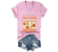 Are You Fall O Ween Directions Chemise Ghost Teacher Col en V Teacher Teacher Halloween T-shirt, rose, XL