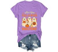 Are You Fall O Ween Directions Chemise Ghost Teacher Col en V Teacher Teacher Halloween T-shirt, Violet clair-V, 3XL