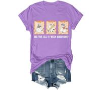 Are You Fall-O-Ween Directions Chemise unisexe pour enseignant d'automne Motif fantôme d'Halloween, violet, M