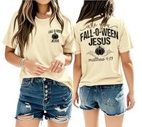 are You Fall-O-Ween Jesus Shirt Women Tshirt are You Fall-O-Ween Jesus T-Shirt Femme Graphic Tee, Jaune crémeux., XL
